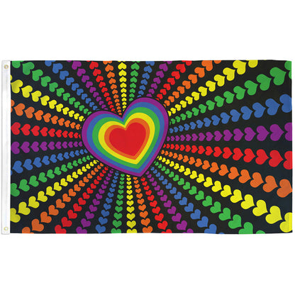 Rainbow Hearts Flag 3x5ft