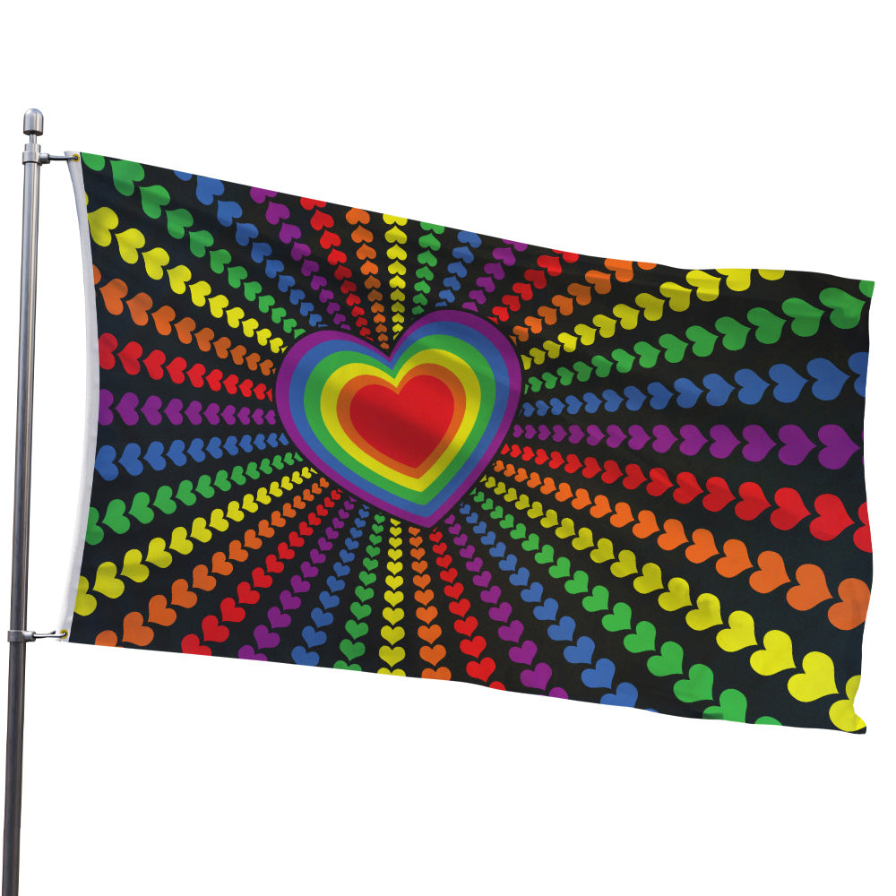 Rainbow Hearts Flag 3x5ft