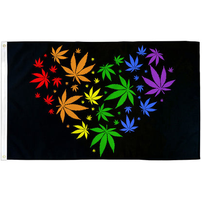 Marijuana Rainbow Love Flag 3x5ft