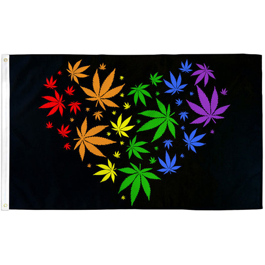 Marijuana Rainbow Love Flag 3x5ft