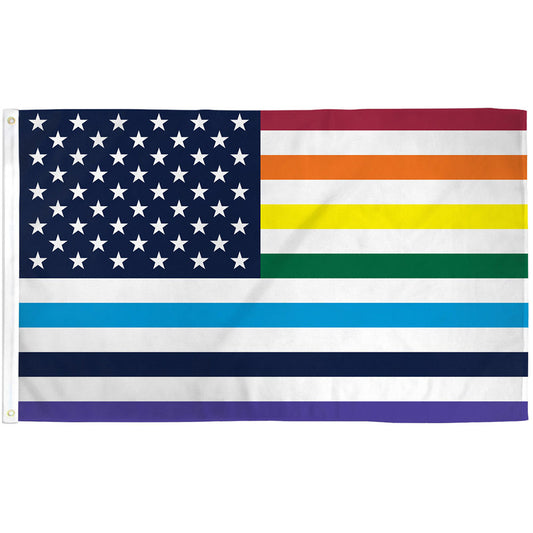 Rainbow USA (Old Glory) Flag 3x5ft