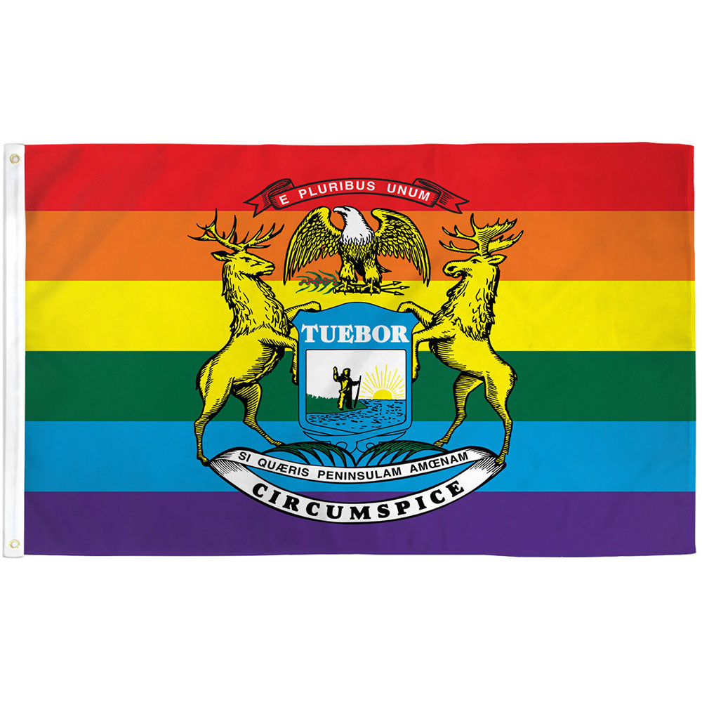 Michigan Rainbow Flag 3x5ft