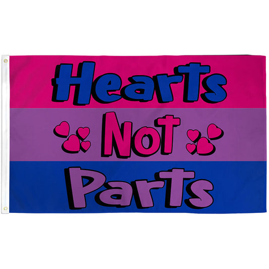 Hearts Not Parts Bisexual Flag 3x5ft