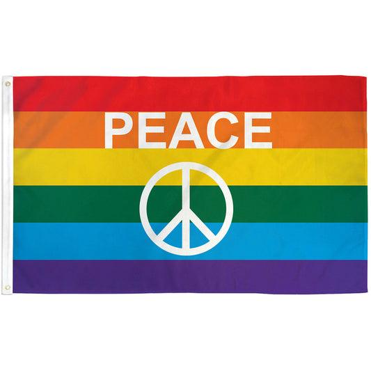 Rainbow Peace Sign Flag 3x5ft