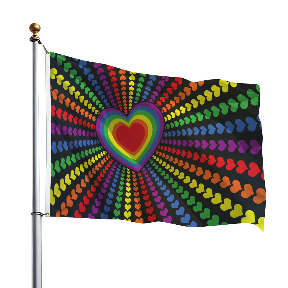 Rainbow Hearts Flag 2x3ft