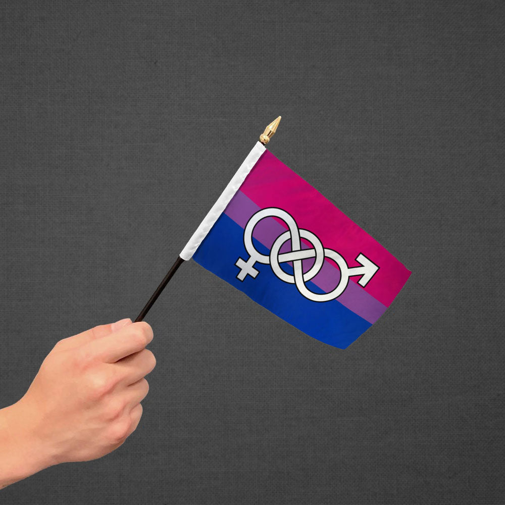 Bisexual Symbol Stick Flag 4x6in