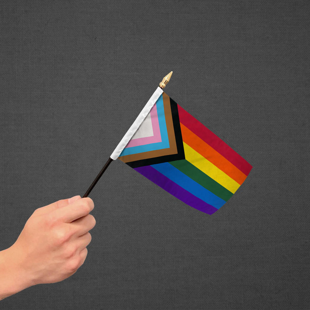 Progress Rad Flag Progress Rainbow Stick Flag 4x6in | Rad Pride | You Shop We Donate