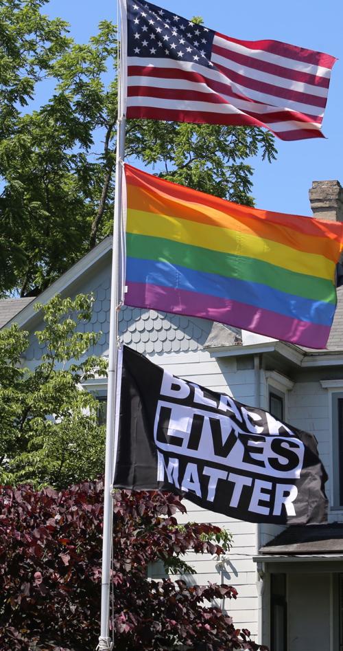 3x5ft Flags on Pole. American, Rainbow & Black Lives Matter