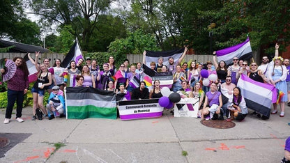 Aromantic Flag 3x5ft held in front of group