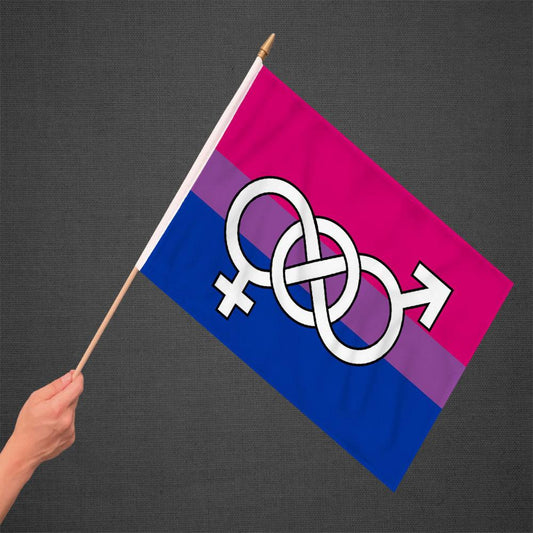 Bisexual Symbol Stick Flag 12x18in