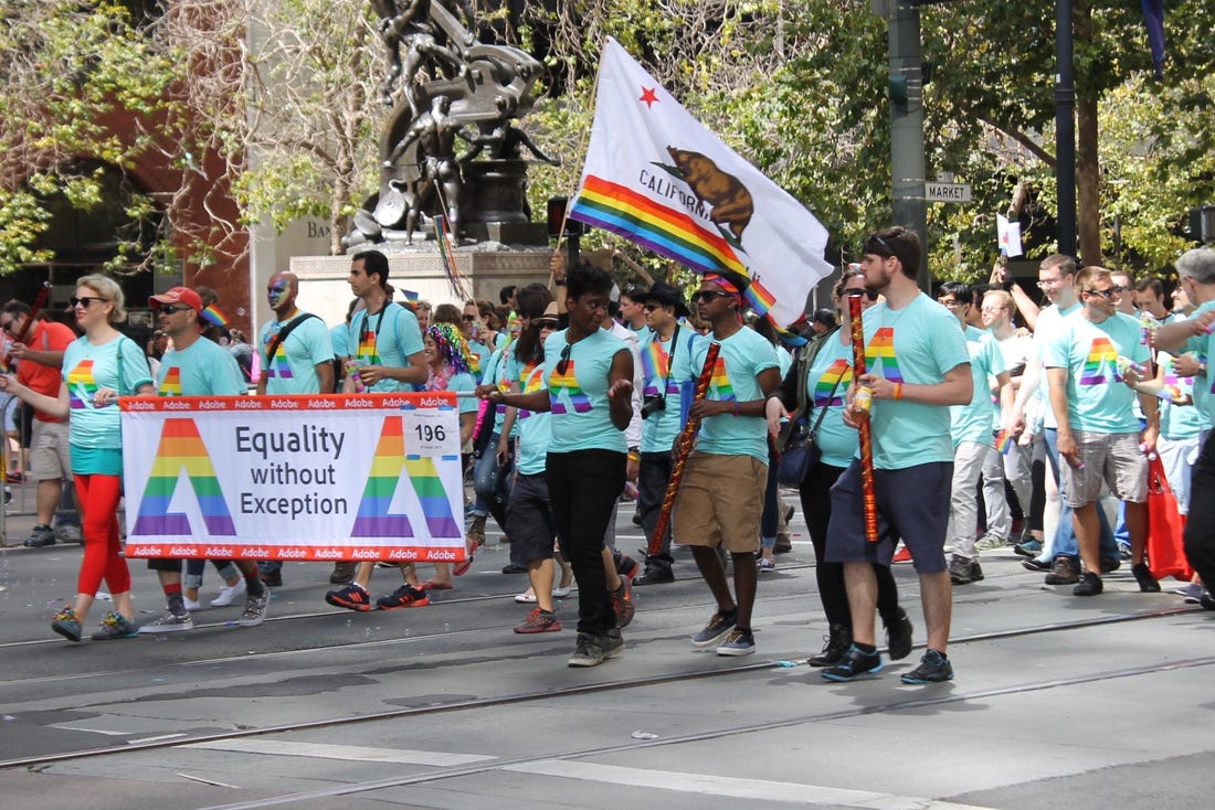 California Rainbow Flag 3x5ft on Pole at Parade