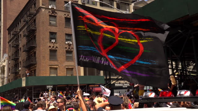 Hate Will Not Win Flag 3x5ft on Pole at Parade