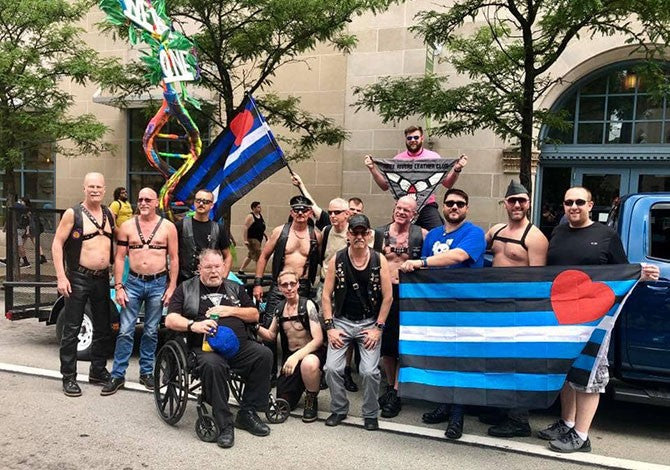 Leather Pride Flag 3x5ft on Pole at Parade