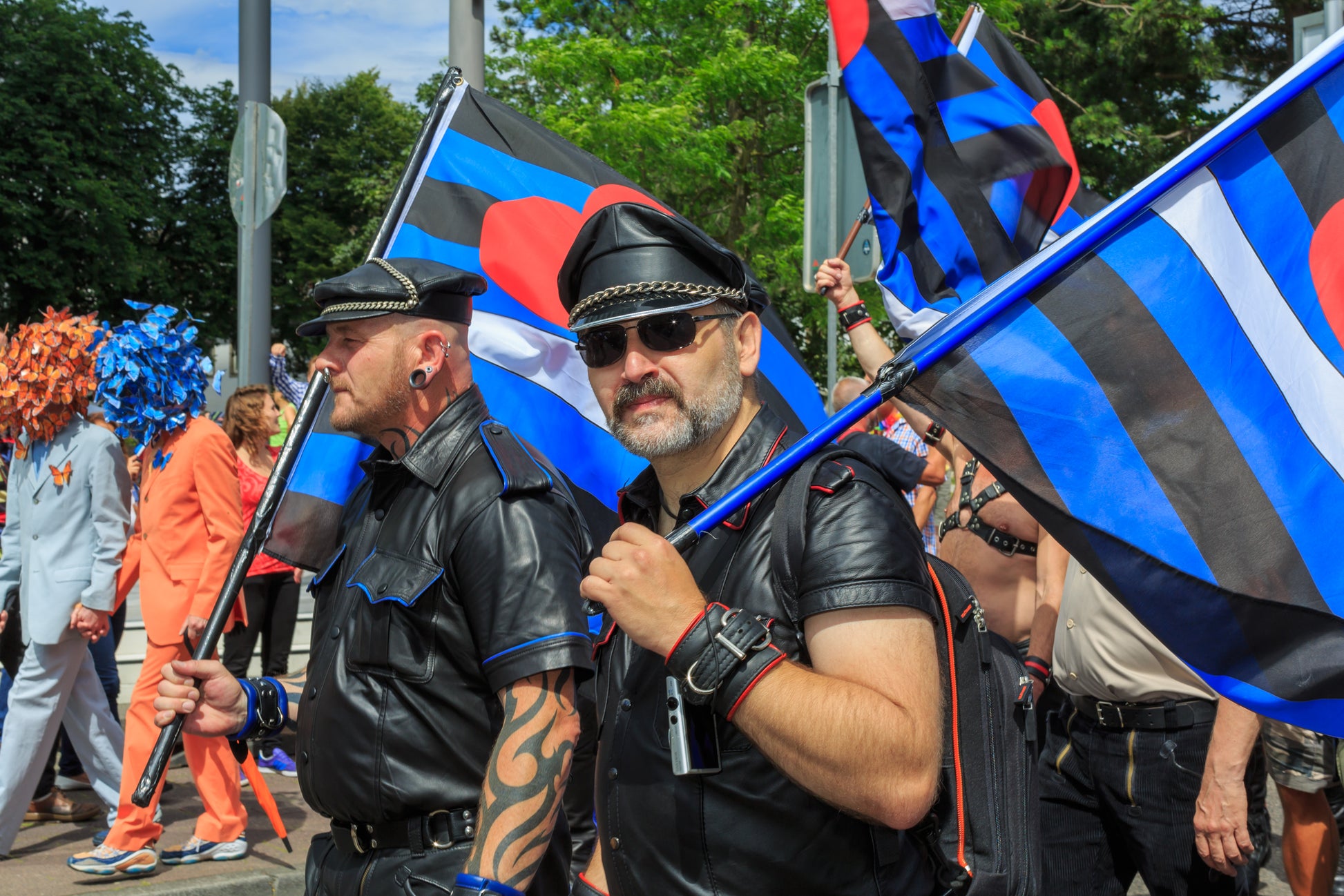 Leather Pride Flag 3x5ft on Pole at Parade