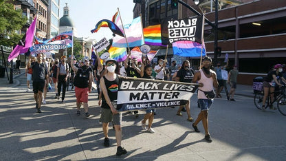 Lesbian Labrys Ax Flag 3x5ft held up at Parade