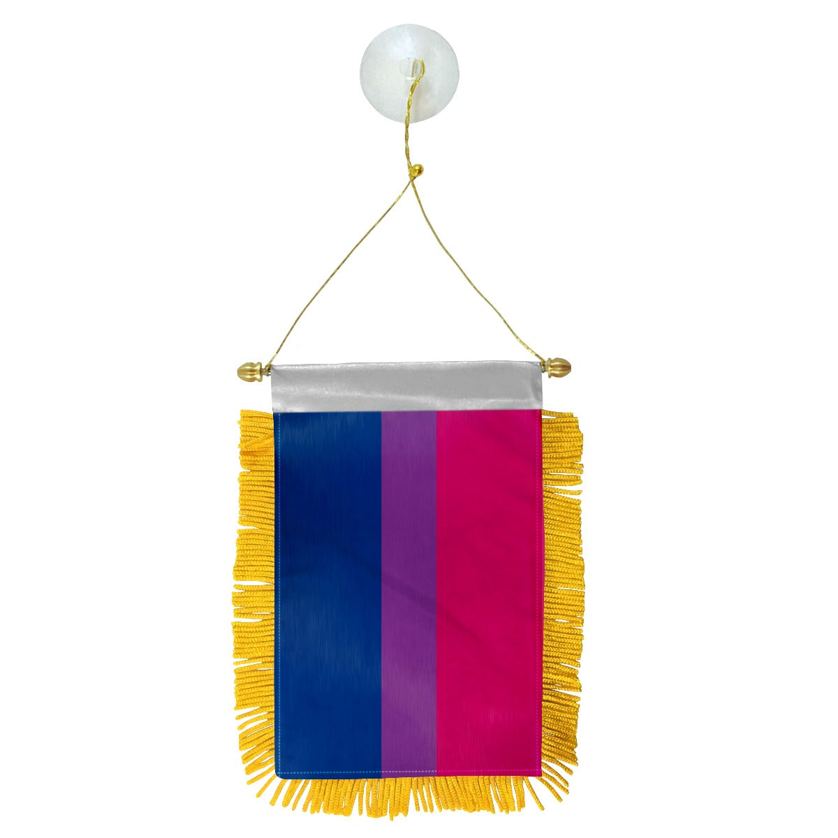 Bisexual Rear View Mirror Flag 4x6in String & Suction Cup Included