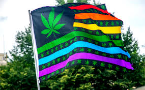 Marijuana Rainbow USA Flag 3x5ft on Pole