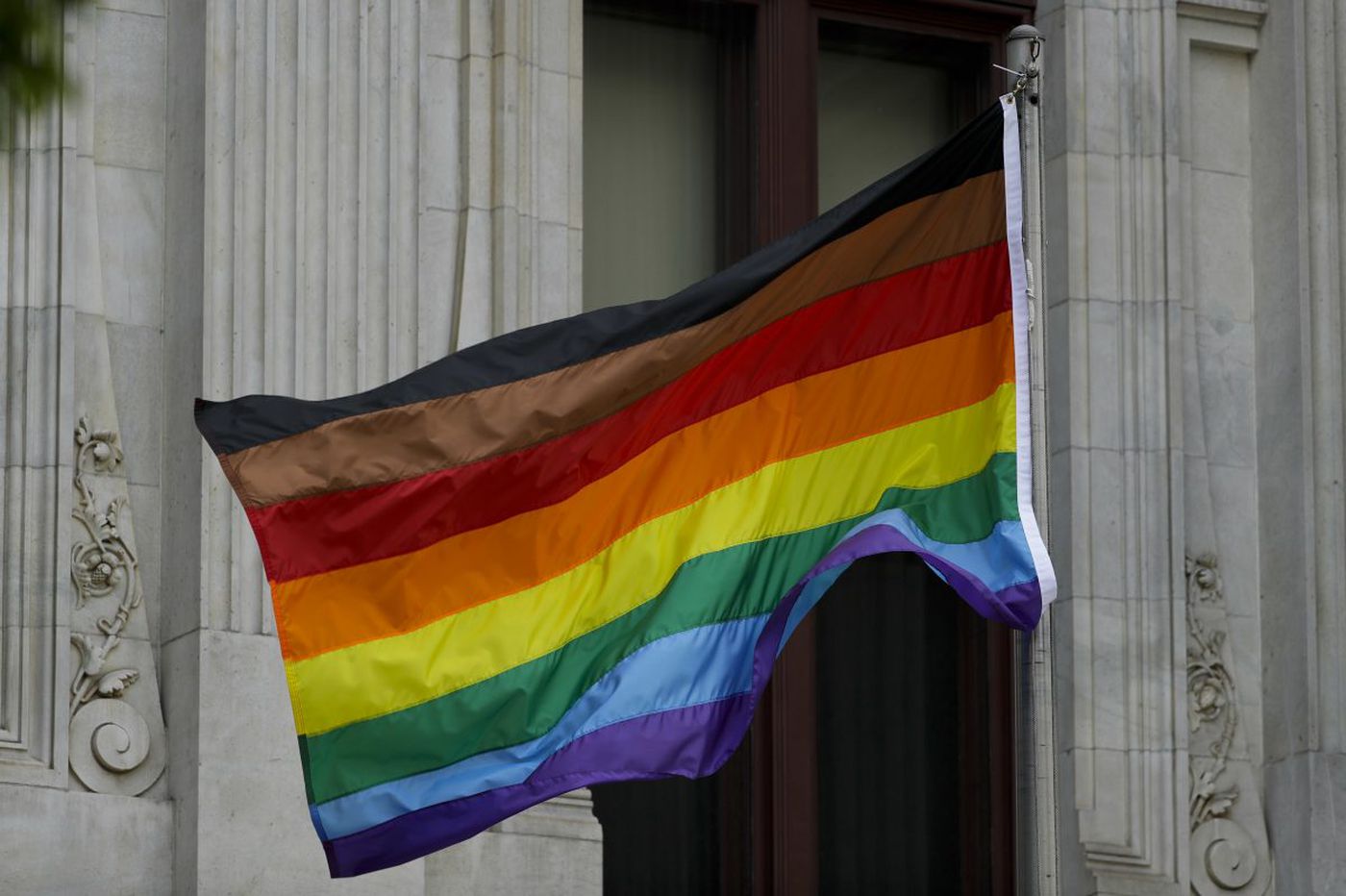 Philly Rainbow Flag 3x5ft on Pole Outdoors