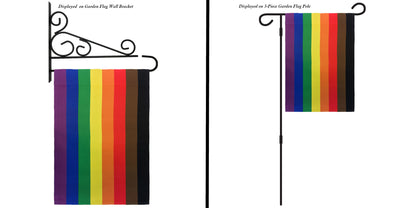 Philly Rainbow Garden Flag Displayed on Pole Options