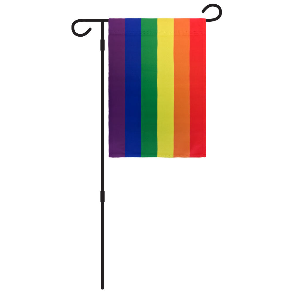 3-Piece Garden Pole with Rainbow 12x18in Garden Flag