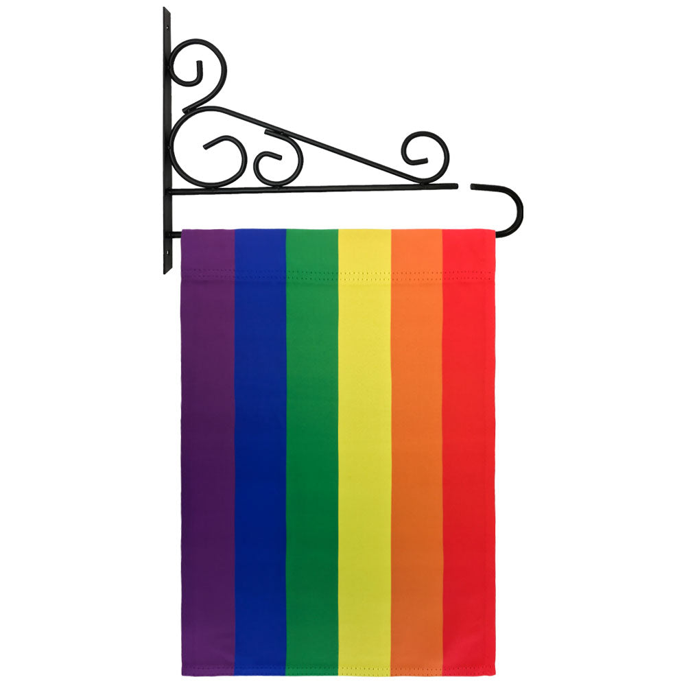 Garden Pole Wal Bracket with rainbow Garden Flag