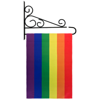 Garden Pole Wal Bracket with rainbow Garden Flag