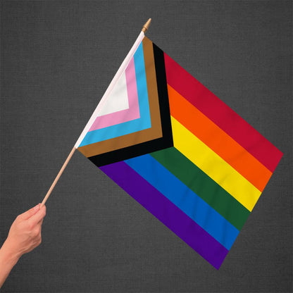 Progress Rainbow Stick Flag 12x18in