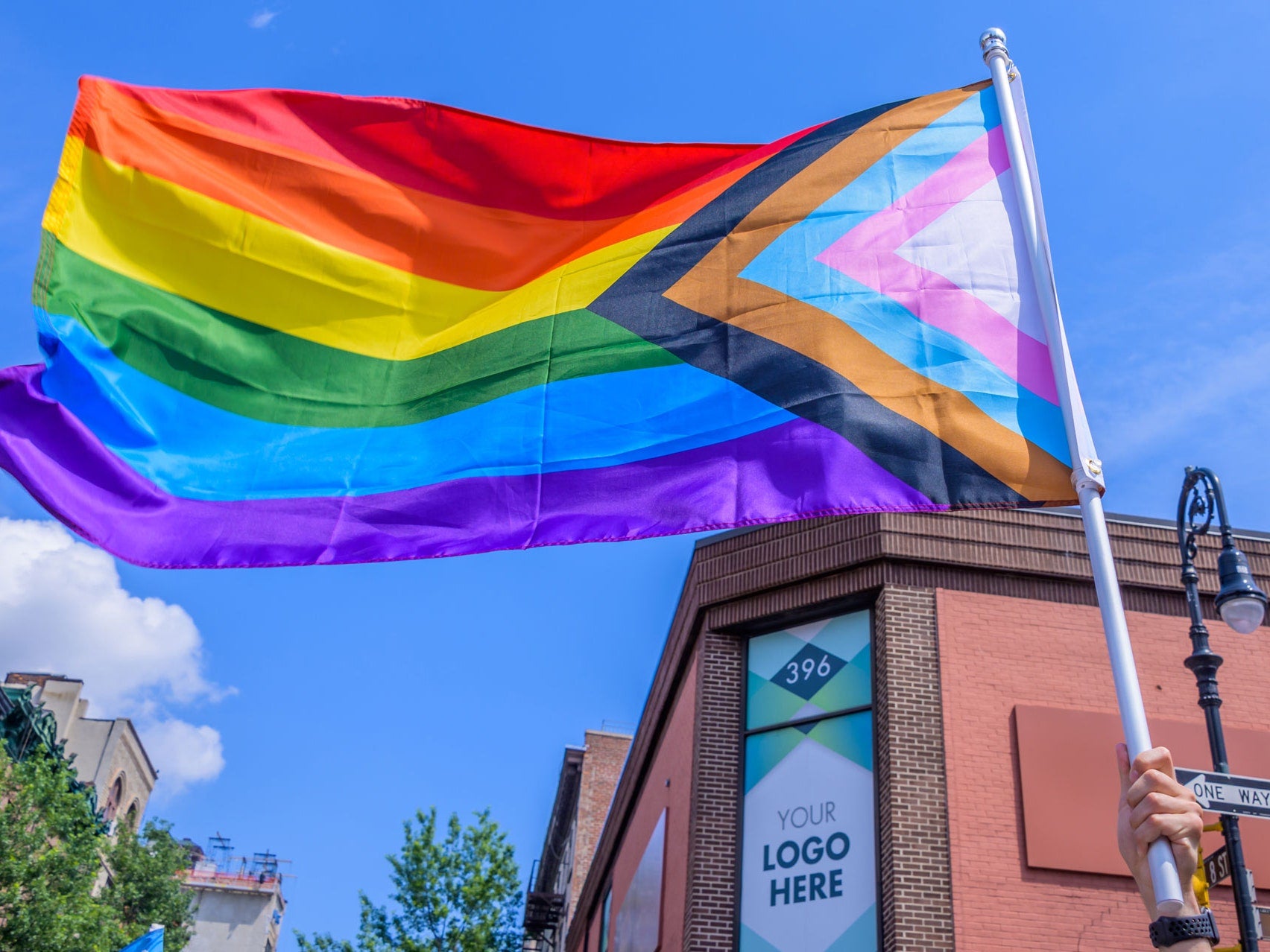 Inclusive Rainbow Flag 2x3ft on Flag Pole