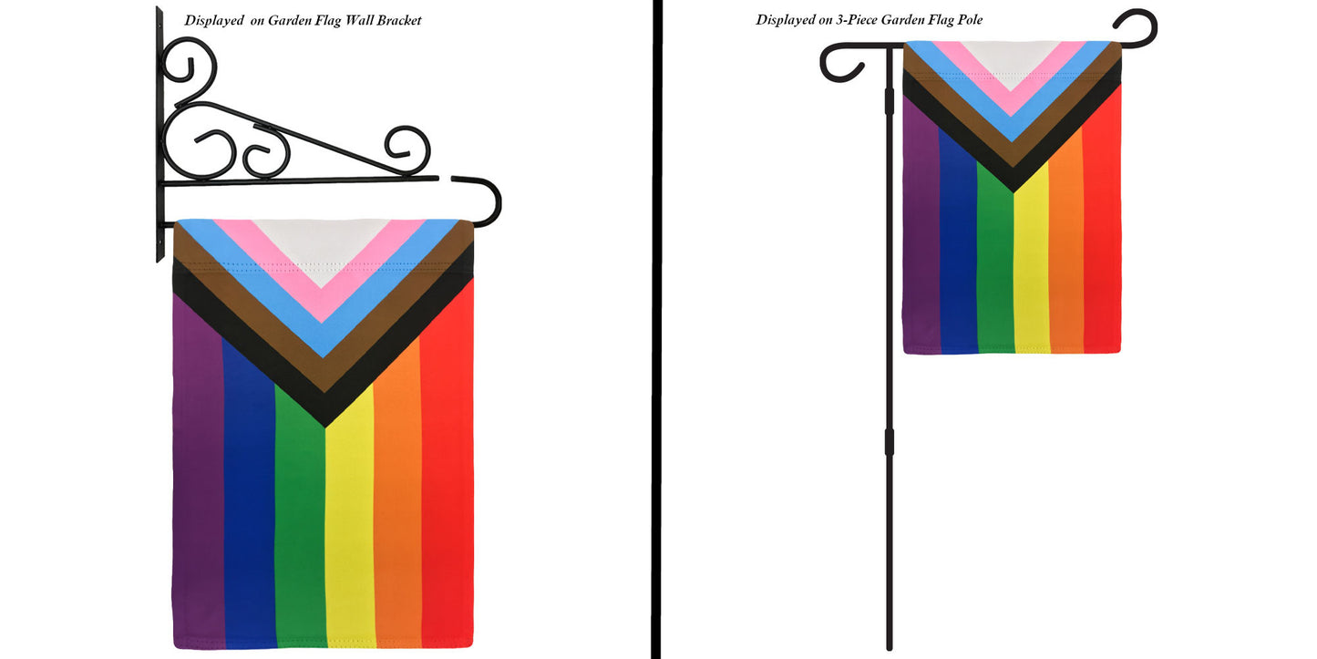 Inclusive Rainbow Garden Flag Displayed on Pole Options