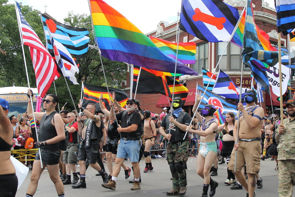 Rubber Pride Flag 3x5ft on Pole at Parade