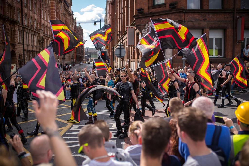 Rubber Pride Flag 3x5ft on Pole at Parade