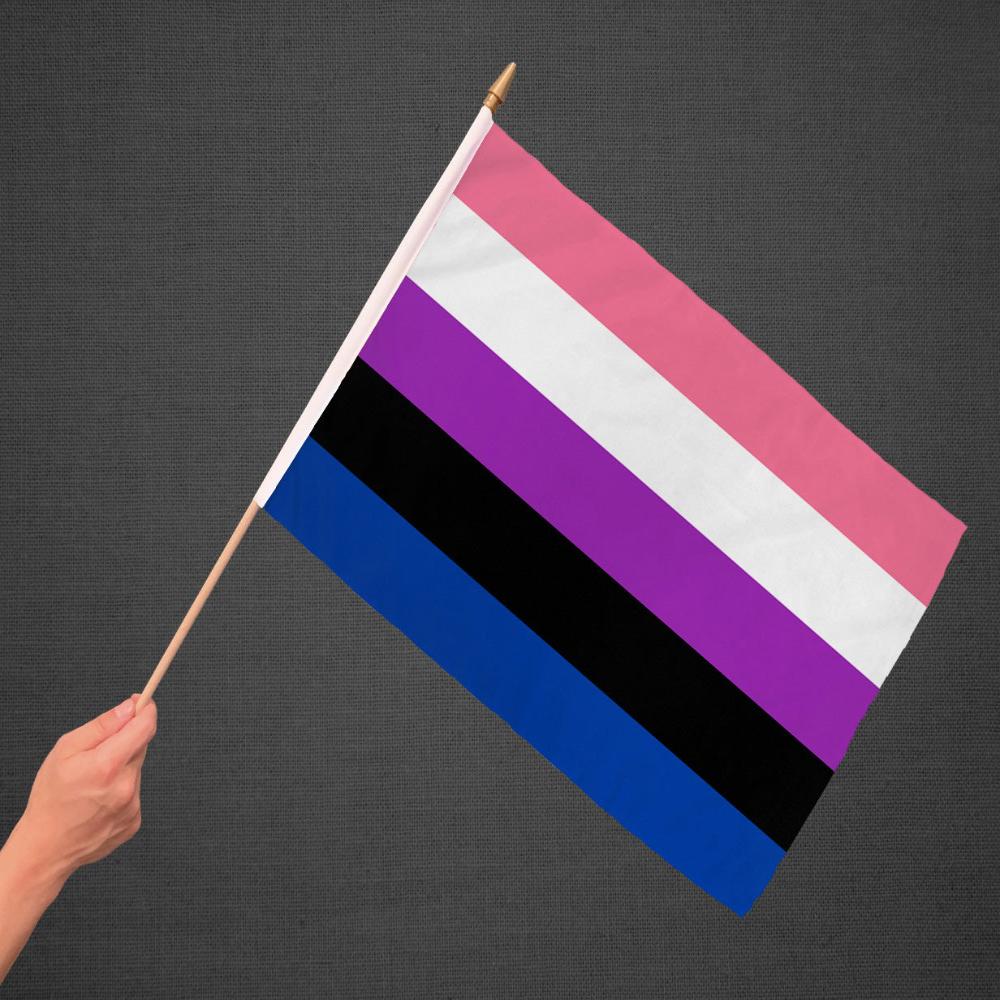 Genderfluid Stick Flag 12x18in