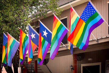 Texas Rainbow Flag 3x5ft Displayed Outside Business