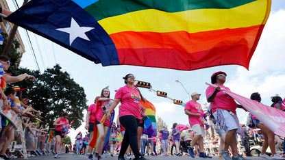 Texas Rainbow Flag 3x5ft Displayed at Parade