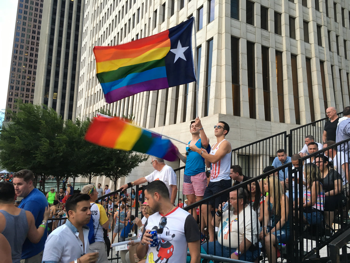 Texas Rainbow Flag 3x5ft Displayed at Parade