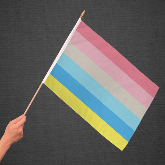 Genderflux Stick Flag 12x18in