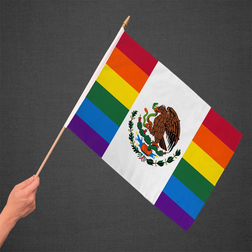 Mexico Rainbow Stick Flag 12x18in